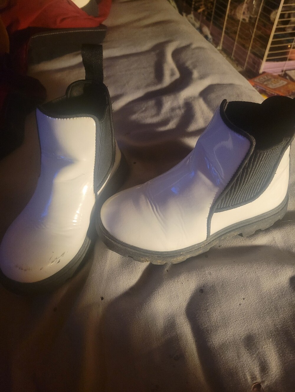 Kids White Chelsea Boots with Black Trim - Classic Slip-On Style